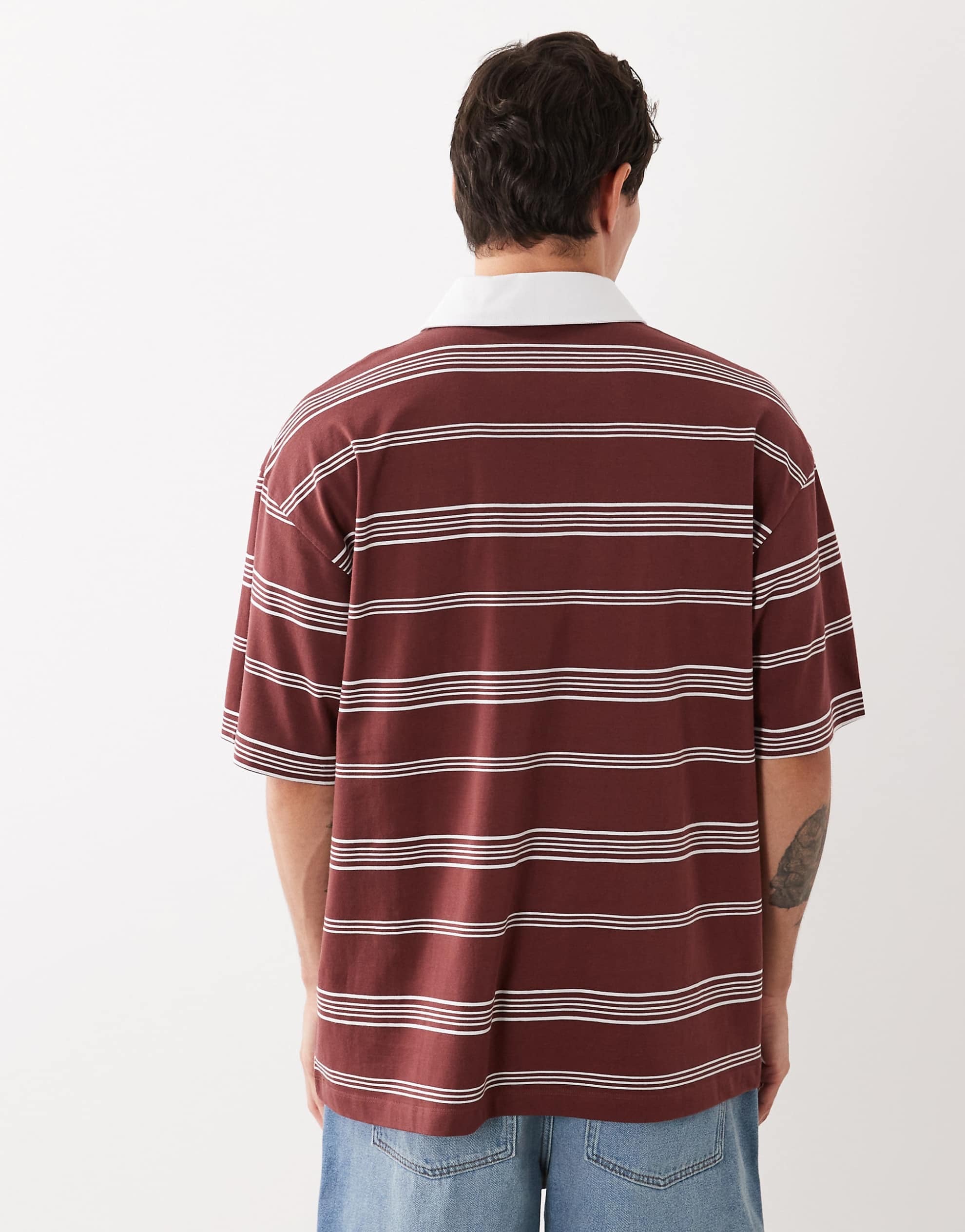 DESIGN oversized rugby polo red stripe