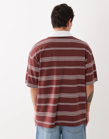 DESIGN oversized rugby polo red stripe