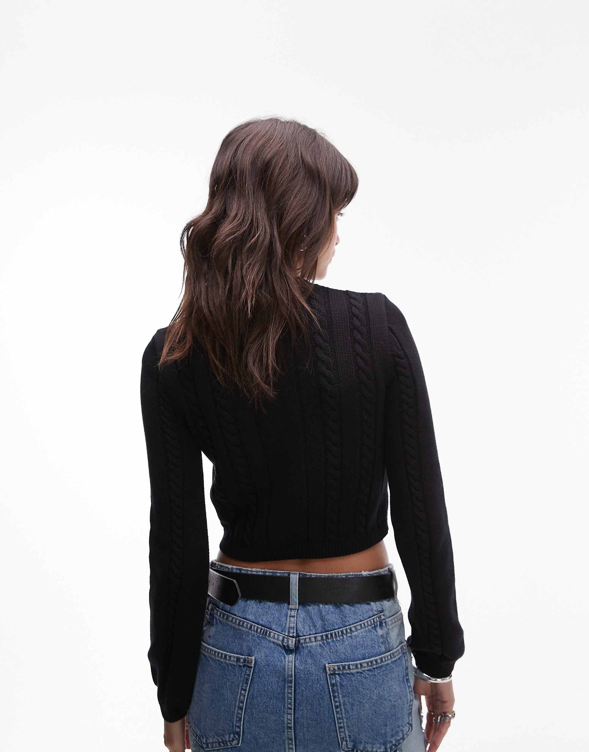 Tommy Jeans cable knit jumper black