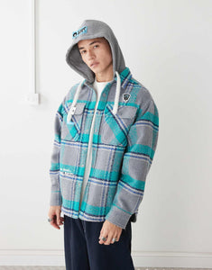 Aape By A Bathing Ape hoodie shacket blue grey check