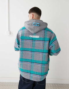 Aape By A Bathing Ape hoodie shacket blue grey check