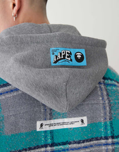 Aape By A Bathing Ape hoodie shacket blue grey check