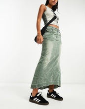 Load image into Gallery viewer, Emory Park denim seam detail maxi skirt olive green