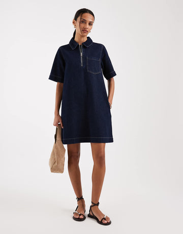 JJXX denim mini dress zip dark blue