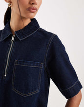 Load image into Gallery viewer, JJXX denim mini dress zip dark blue