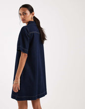Load image into Gallery viewer, JJXX denim mini dress zip dark blue
