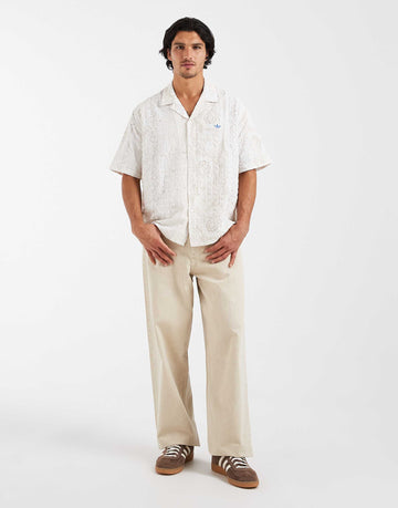 adidas Originals seersucker resort shirt off white floral