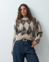 Load image into Gallery viewer, ONLY long sleeve argyle knit jumper beige