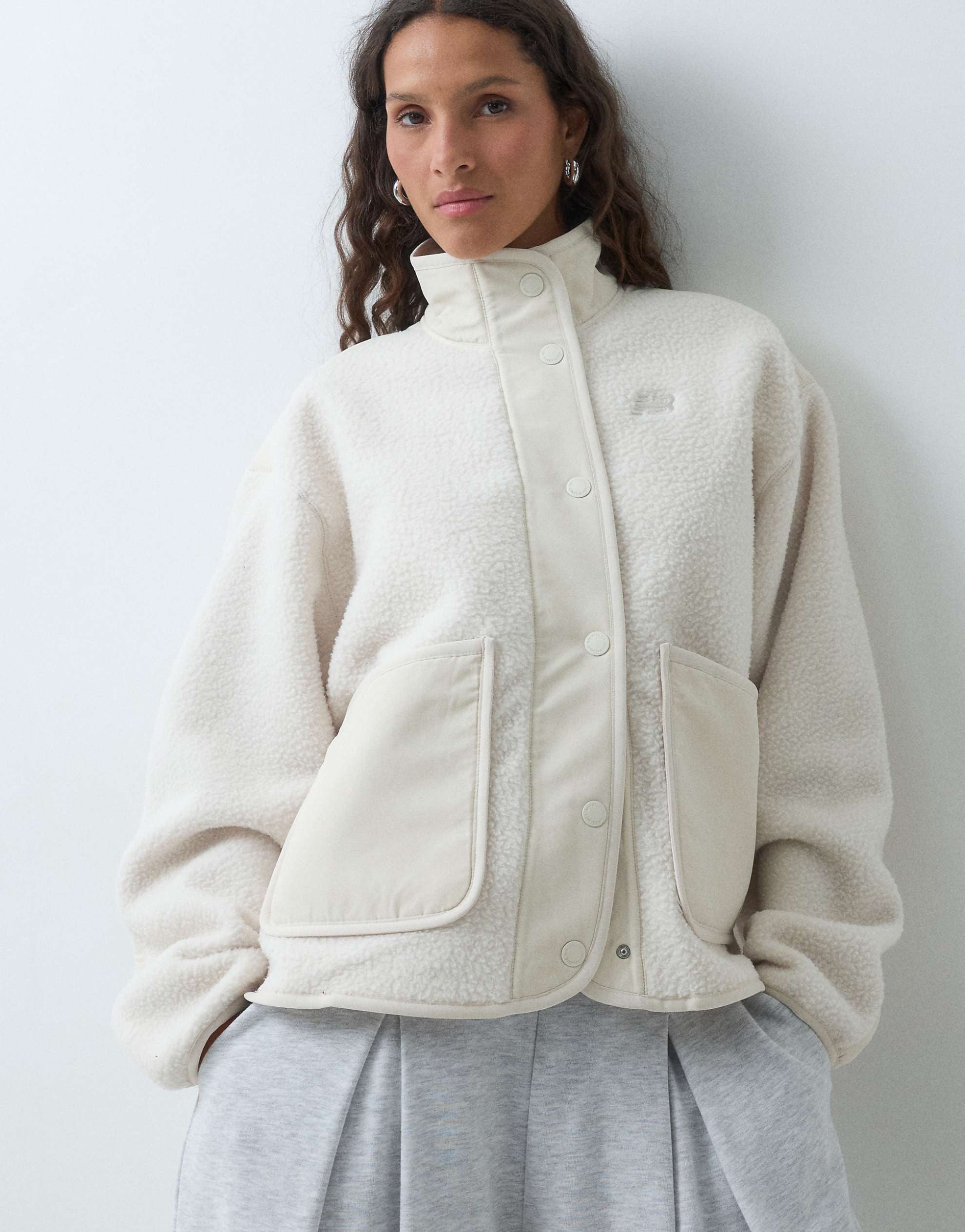 New Balance high pile fleece jacket beige