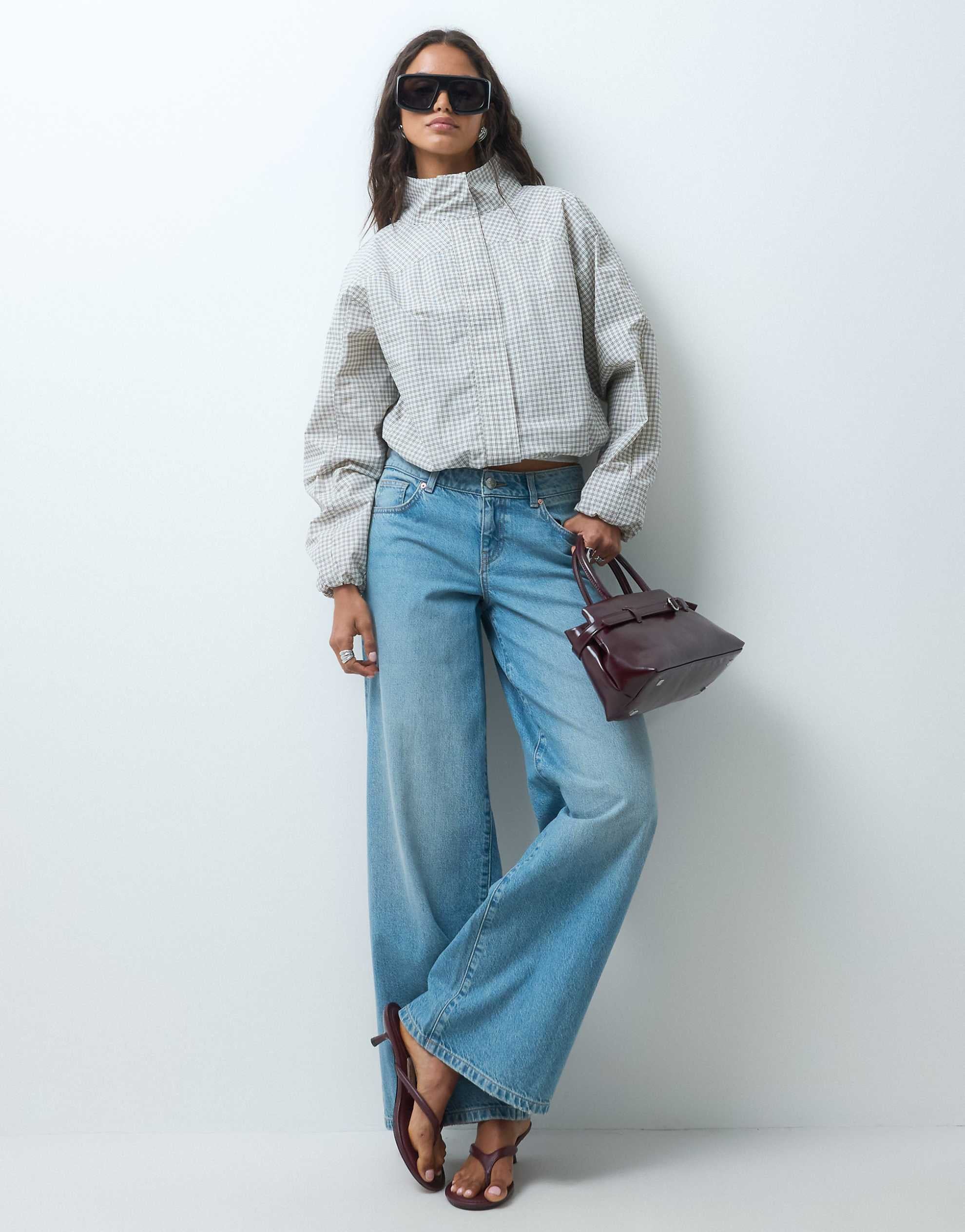 Supre rikki track jacket brown check