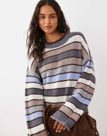 Abercrombie & Fitch knitted slouchy jumper multi stripe