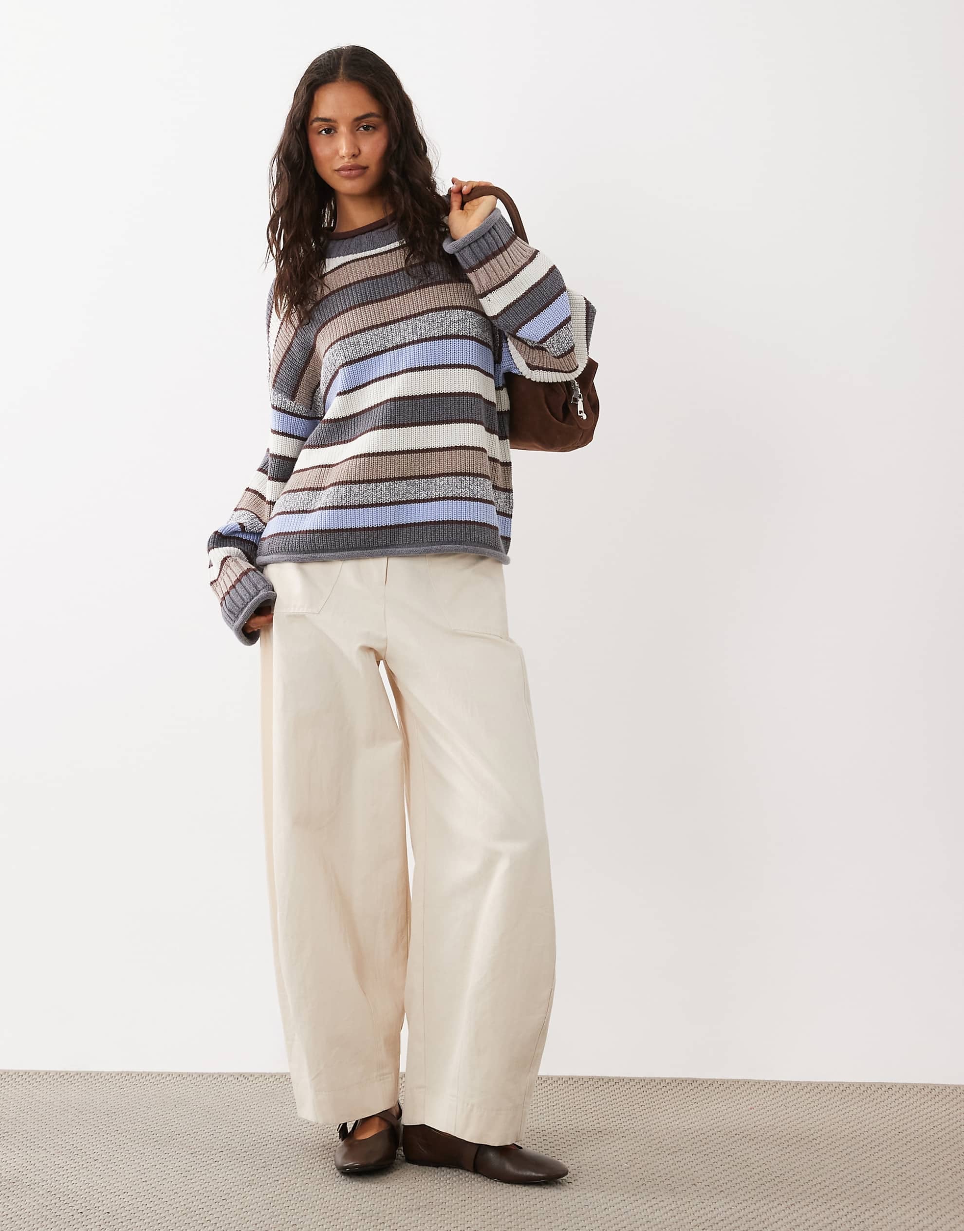 Abercrombie & Fitch knitted slouchy jumper multi stripe