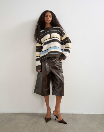 Topshop knitted easy Henley jumper multi