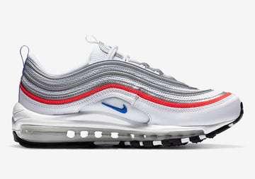 Nike Air Max 97 Metallic Silver Flash Crimson Racer Blue