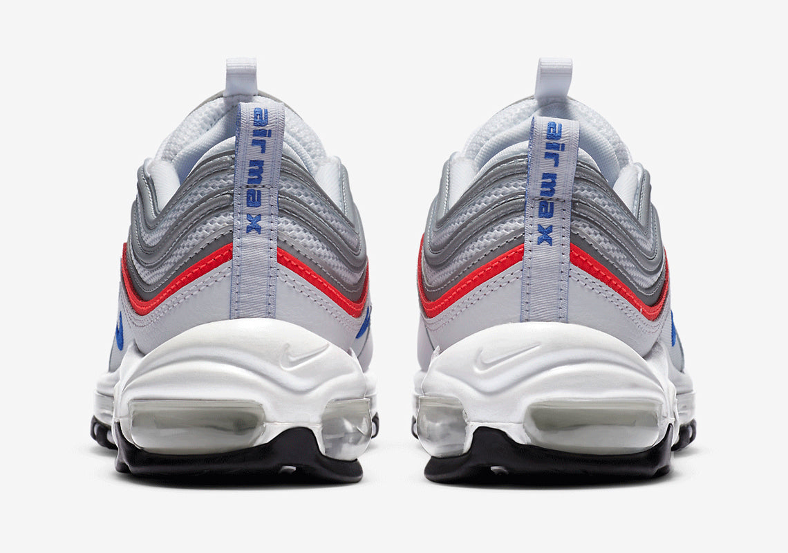 Nike Air Max 97 Metallic Silver Flash Crimson Racer Blue