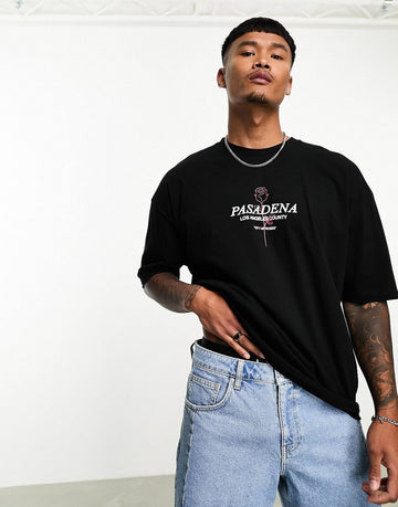 Oversized t-shirt black rose