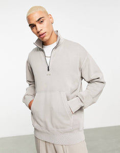 BOSS Orange Zefadehalf 1/4 zip sweatshirt grey