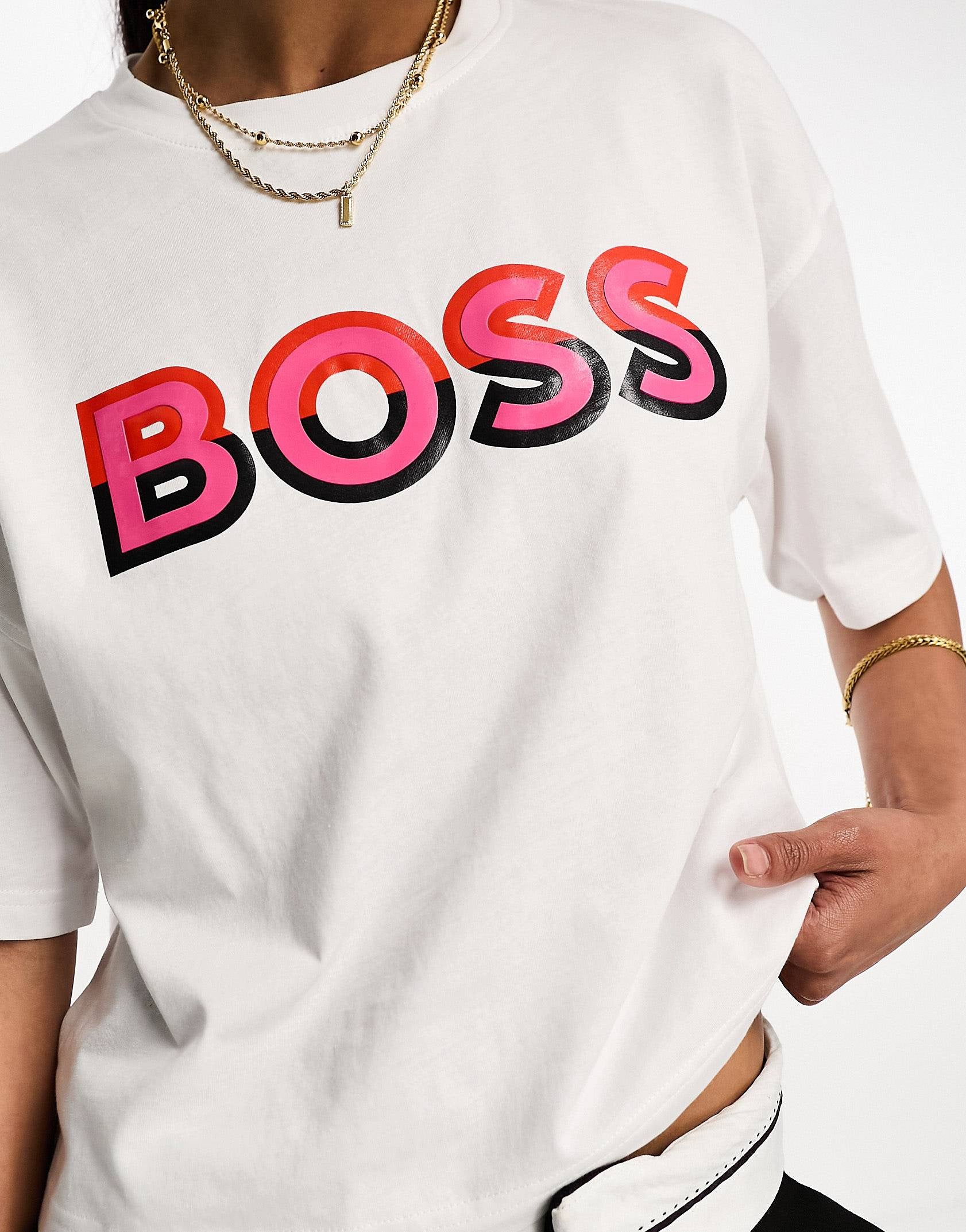 BOSS Eviny cropped logo t-shirt white
