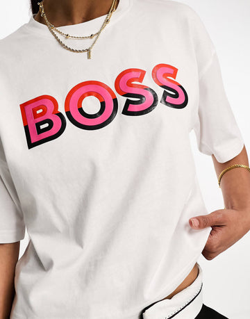 BOSS Eviny cropped logo t-shirt white