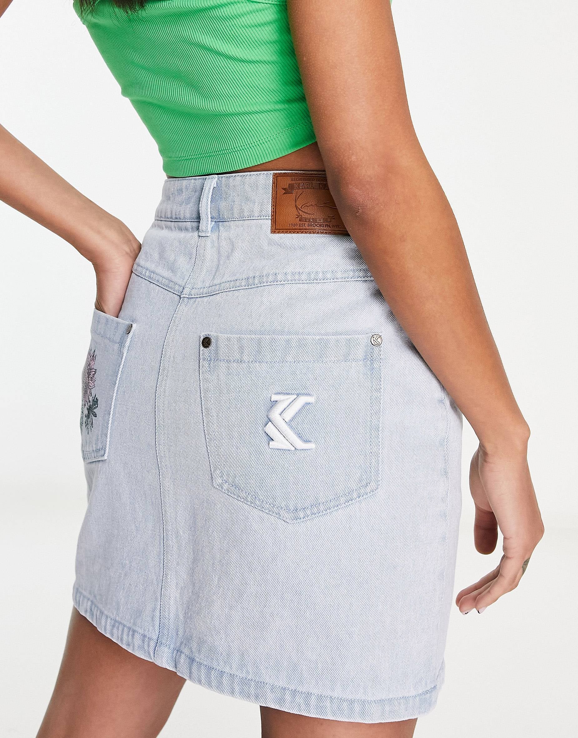Karl Kani OG denim skirt light blue