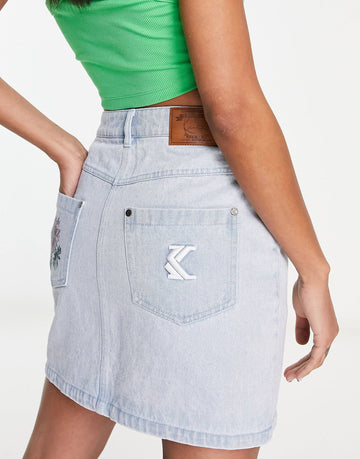 Karl Kani OG denim skirt light blue