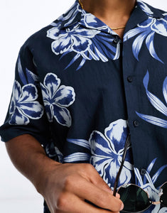 Selected Homme shirt navy floral print