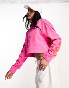 BOSS Eflam logo arm hoodie pink