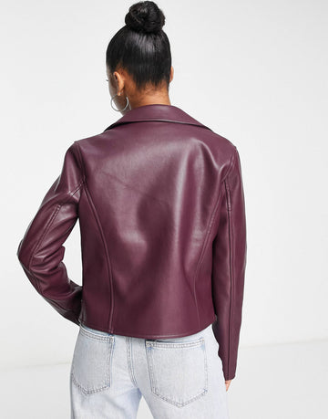 Ultimate faux leather jacket burgundy