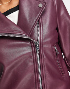 Ultimate faux leather jacket burgundy