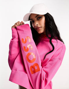 BOSS Eflam logo arm hoodie pink