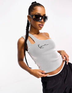 Karl Kani co-ord cut out crop top white