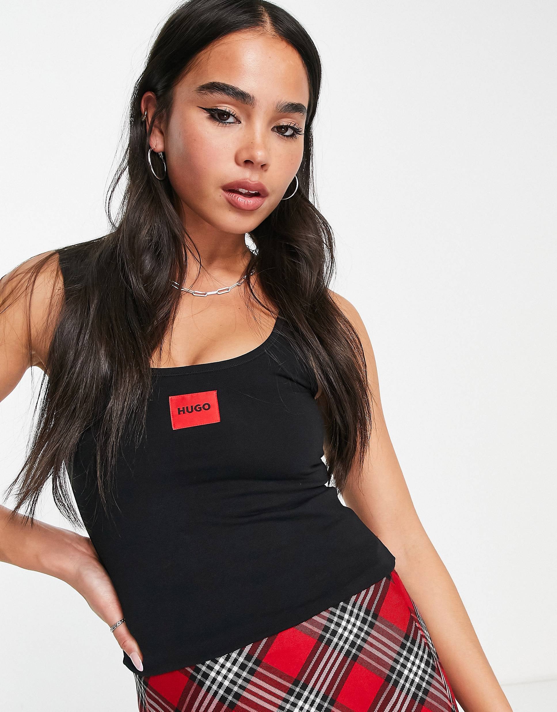 HUGO logo detail cami top black