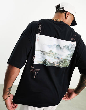 DESIGN oversized t-shirt black photographic back
