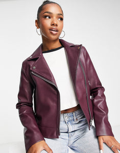 Ultimate faux leather jacket burgundy