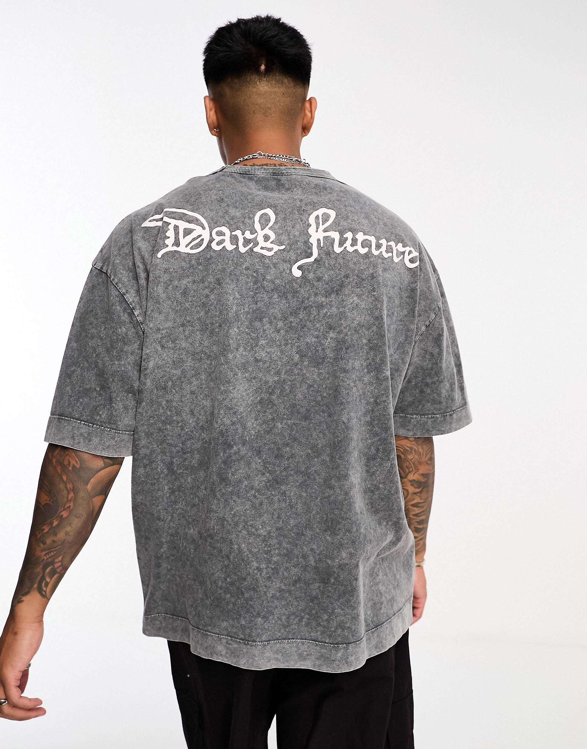 Dark Future oversized t-shirt washed black