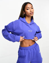 Load image into Gallery viewer, Sixth June logo crop hoodie blue