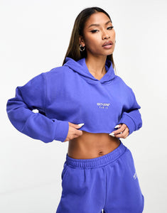 Sixth June logo crop hoodie blue