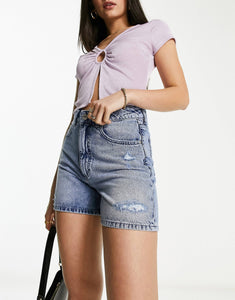 HUGO Ganetta denim shorts light blue