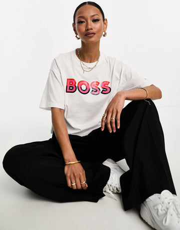 BOSS Eviny cropped logo t-shirt white