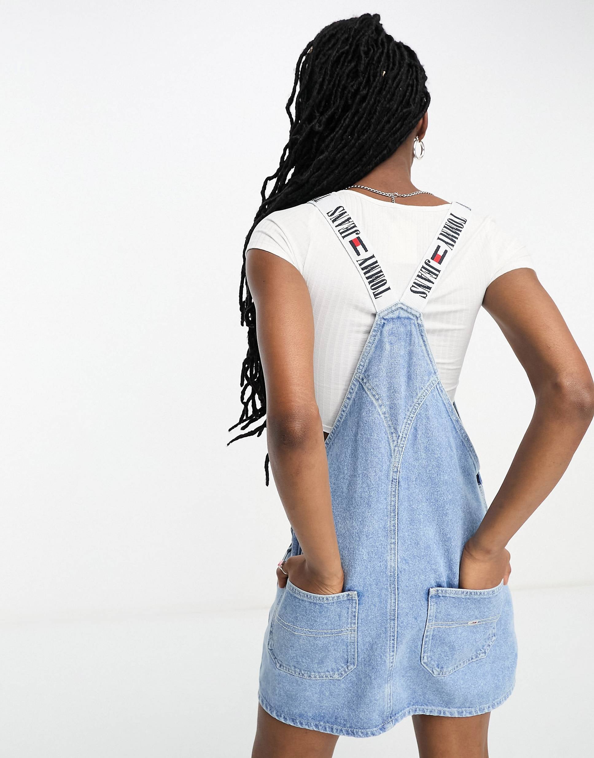 Tommy Jeans denim dungaree dress blue