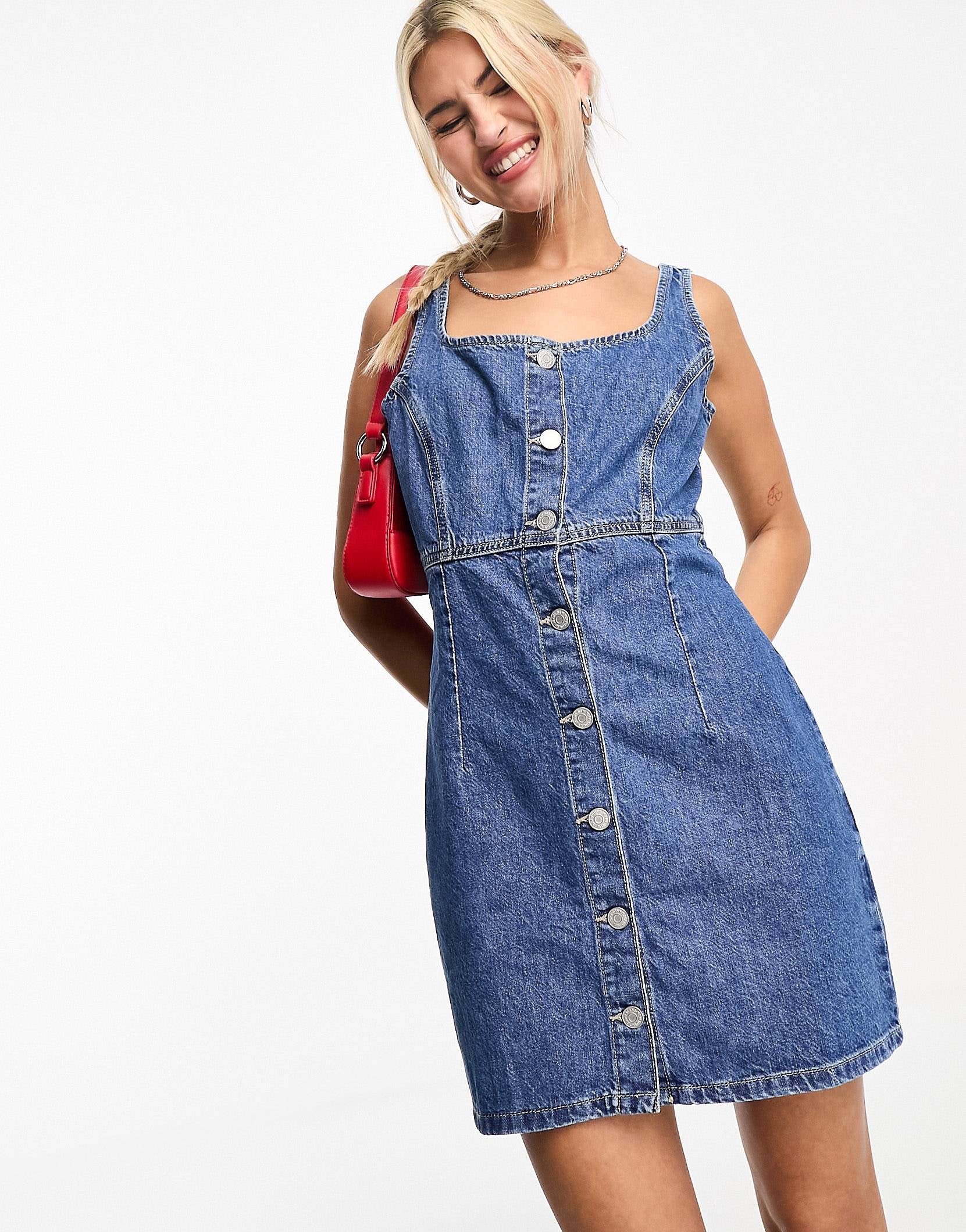Tommy Jeans slim denim dress mid wash