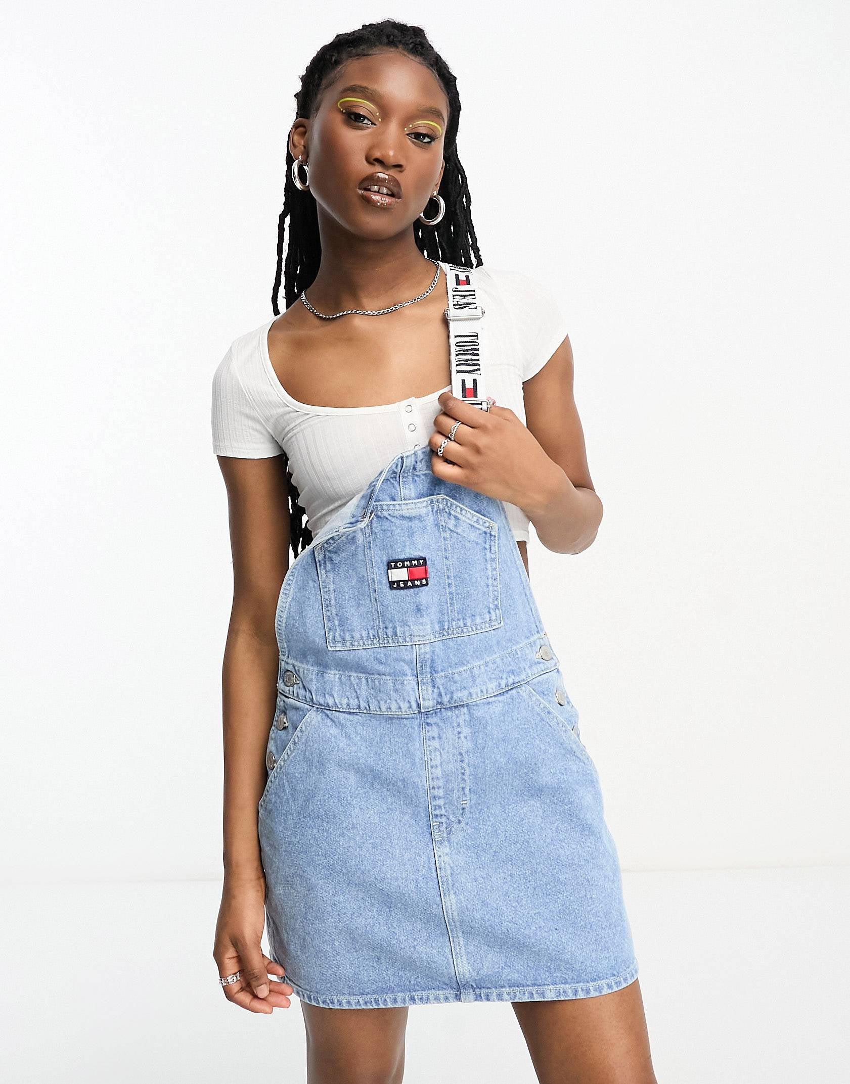 Tommy Jeans denim dungaree dress blue