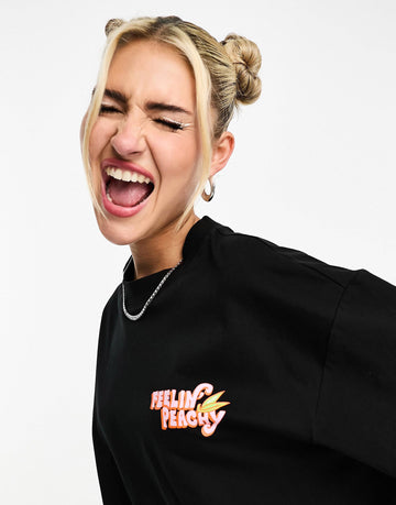 HUGO Drisela chest graphics t-shirt black