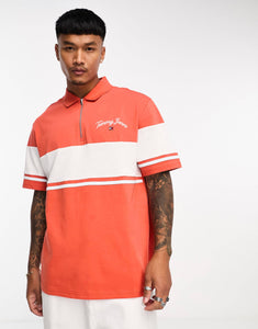 Tommy Jeans skate serif colourblock rugby top red
