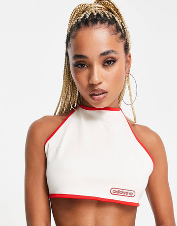 adidas Originals crop top off white red