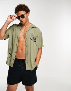 Selected Homme oversized shirt khaki