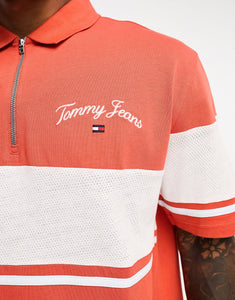 Tommy Jeans skate serif colourblock rugby top red