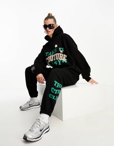 The Couture Club take it easy oversized hoodie black