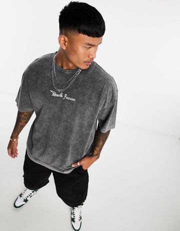 Dark Future oversized t-shirt washed black