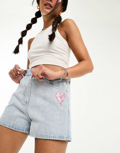 Obey julia denim shorts blue wash